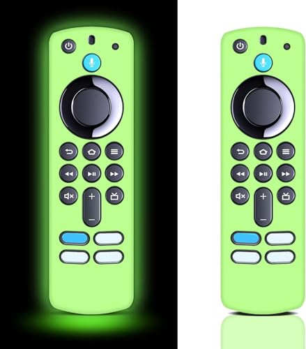 Funda de Silicona para Mando a Distancia Fire Stick TV Glow in The Dark, Funda remota para Voz Fire Stick 4K MAX 3ª generación 2021 Mando a Distancia de TV (Verde Brillante) -? 2 Pack?