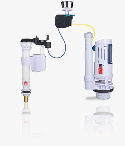 IVERTI-ANTIFUGAS. Mecanismo de descarga y llenado para cisterna de inodoro/WC universal, con cable, doble descarga y cierre automático por fugas. (Llenado INFERIOR (Ref. 0122401))