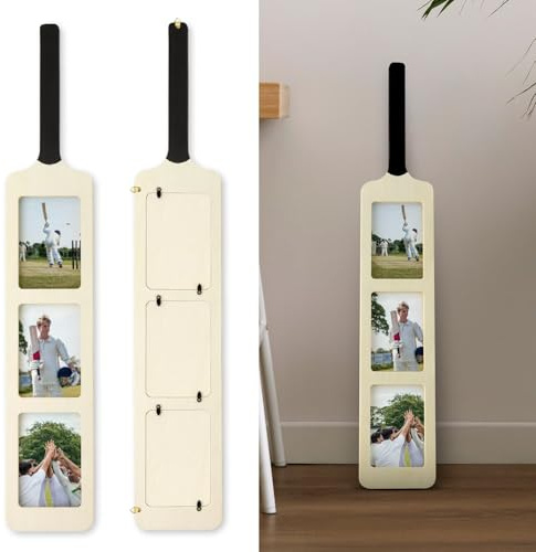 CKB LTD Cricket Bat Photo Frame – Holds Three 6x4 Photos – Wall-Mounted or Freestanding Display – Unique Gift for Cricket Fans, Players & Coaches – 82 x 14cm Home Décor 1pc