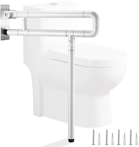 60cm WC Haltegriff, klappbarer Stützstab mit rutschfestem Halter für Toilette und Badezimmer, hält 300~350 kg, Edelstahl, rutschfest für Senioren und Menschen mit Behinderungen