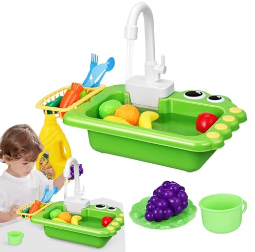 Jeu d'évier changeant de Couleur - Mini Jouet de Cuisine 12 pièces, Tasses et Outils sensibles à la Chaleur | Ensemble de Lave-Vaisselle à Eau Courante pour, Jeux de rôle d'apprentissage