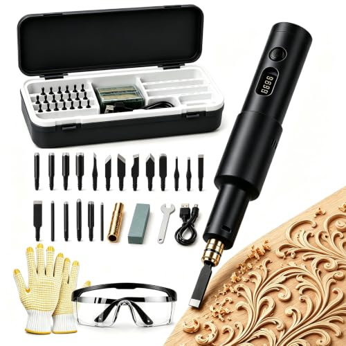 All in One Electric Carving Tool Set with 40W Power and 5 Speeds (Black,20head)