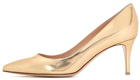 EDEFS Spitzenzehen Slip On Pumps 6cm Kittenabsatz & Lackleder Elegante Berufs & Brautschuhe für Bürofeiern