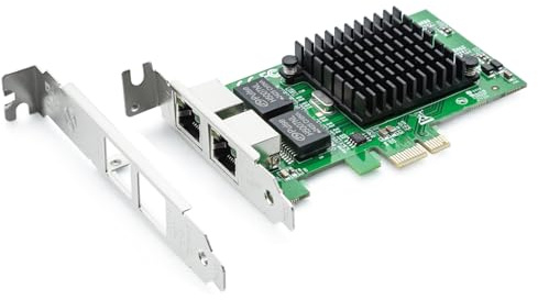 Gigabit Dual NIC with Intel 82576 Chip, 1Gb Network Card Compare to Intel E1G42ET NIC, 2 RJ45 Ports, PCI Express 2.1 X1, Ethernet Card with Low Profile for Windows/Windows Server/Linux
