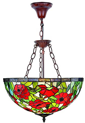 Casa Padrino Tiffany Hängeleuchte Mehrfarbig Ø 40 x H. 110 cm - Handgefertigte Tiffany Hängelampe