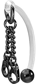 PIERCINGLINE PMFK Bananabell + Chirurgenstahl Design HANDSCHELLEN Piercing Intimbereich Bauch Schwarz