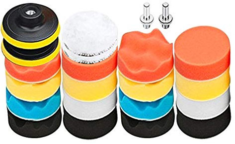 AOBETAK Polierschwämme Auto,22pcs 3 Inch Polierschwamm Set für Polierauflage Bohrmaschine,Polieraufsatz Akkuschrauber mit M10 Bohrer Adapter,Polierpad und Wolle Polierteller für Poliermaschine
