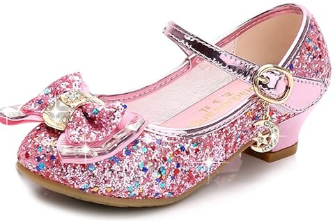 YOSICIL Mädchen Prinzessin Schuhe ELSA Glitzer Schuhe High Heel Pumps mit Pailletten Kinder Ballerinas Schnee Königin Gelee Partei Schuhe Karneval Halloween Party 26-38