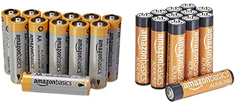 AmazonBasics Pile Stilo Alcaline AA Performance, confezione da 12 & Pile Mini Stilo Alcaline AAA Performance, confezione da 12