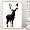 Din A4 Kunstdruck ungerahmt Hirsch Deer Geweih Nachthimmel Sterne Aquarell Wasserfarbe schwarz Geschenk Druck Poster Deko Bild