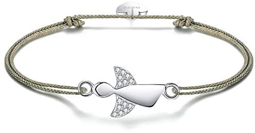 F.ZENI Damen Armband Schutzengel 925 Sterling Silber Armbänder Glücksbringer für Frauen und Mädchen 24cm Einstellbare Handarbeit Geflochtenes