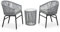 vidaXL Bistroset 3-TLG. mit Kissen Balkonset Gartenmöbel Sitzgruppe Balkonmöbel Garnitur Gartenset Beistelltisch 2 Stühle PE Rattan Grau
