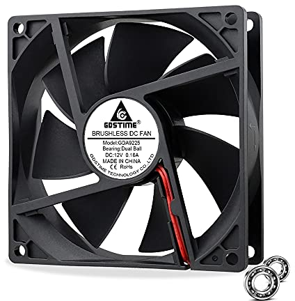 GDSTIME DC 12V 92mm Fan 92 x 25mm Dual Ball Bearing Brushless Cooling Fan 9225 2500 RPM High Speed Case Fan Cooler For Ventilation Exhaust