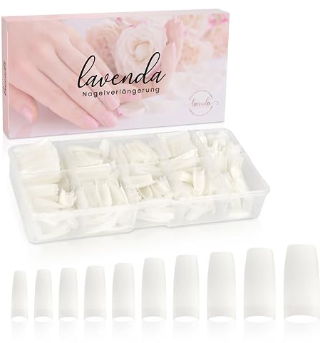Lavenda® Nagel Tipps Künstliche Nägel Zum Aufkleben 500 Stück Fake Nails - Stabile Tips Für Gelnägel - Nail Tips Mit Nagelstudioqualität (natürliche Farbe)
