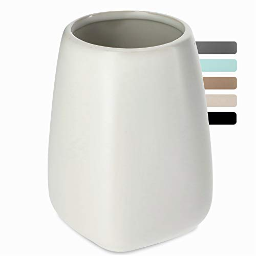 KADAX Badezimmerbecher, Zahnputzbecher aus Keramik, Badezimmer Cup, Zahnbürstenhalter für Bad, Zahnbürste, Zahnpasta, Aufbewahrung, Wasser Cup, mattiert, Becher (Creme)