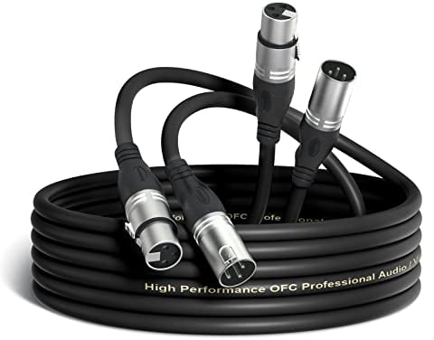 NUOSIYA XLR Cable 10M, 2 Pack 33ft Balanced Microphone XLR Male to Female Extension Cable Jack Extender Cord for Studio Recorder, Mic, Mixer, Speaker System, Phantom Power