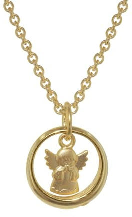 trendor Anhänger Taufring mit Engel Gold 333 mit goldplattierter Kette | zauberhafter Taufschmuck für Mädchen, Jungen und Mütter, Geschenkidee zur Taufe