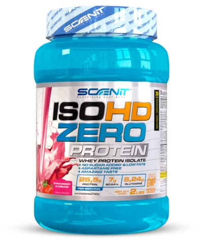 ISOHD Zero Protein - 100% whey protein isolate, proteinas whey para el desarrollo muscular - Proteinas para masa muscular con aminoácidos - proteinas whey isolate (908 g, Fresa con nata)