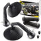 Area1 Styling Set - Motorrad Lenkerenden Spiegel Set e-geprüft + Gewindeabdeckung + Lenkergriffe. Kompatibel mit Mondial LSRS4
