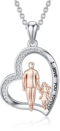 enjoylifecreative Vater Tochter Halskette 925 Sterling Silber Liebe Herz Anhänger Kette vater tochter Schmuck Geschenke für Damen Mädchen
