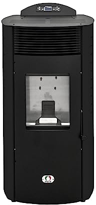 STUFE A PELLET ITALIA Siberia Aria New 18 KW - Stufa ad Aria Ventilata Efficienza 91% Scalda 180m² Autonomia 30H Programmabile 5 Velocità e Potenze Garanzia 24 Mesi Nero
