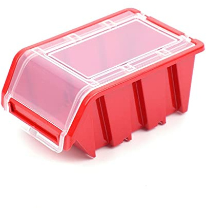 Kistenberg Valle Verde Stacking Boxes, Storage Boxes with Transparent Lids, Set of 50 Storage Boxes for Small Parts, Organiser System for Garage, Workshop, Plastic, Red, 230 x 160 x 120 mm