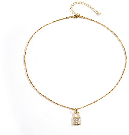 Mesnt Ketten Für Frauen Gold, Mehrreihige Kette Gold Sperren Halsreifen Geschenk für Sie Frau Freundin Mama Valentinstag/Party/Muttertag/Jubiläum/Geburtstag/Weihnachten, 1 Stück, Gold, 52CM