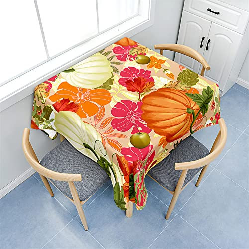 Morbuy Square Table Cloths Waterproof, Pumpkin Pattern Tablecloth Wipe Clean Tablecloths Stain Resistant Table Cloth for Decoration Kitchen Dining Garden Outdoor (100x100cm,White Pumpkin)