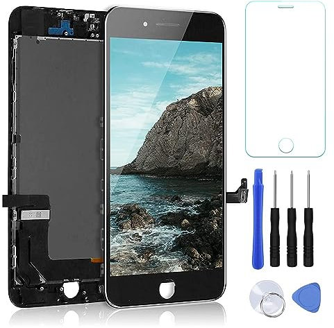 OuiSmart ECRAN LCD + VITRE Tactile sur Chassis pour IPHONE 8 Plus Noir + KIT Outils + 1 Verre TREMPÉ