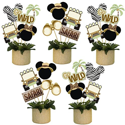 Décoration de table d'anniversaire Mickey Safari - Décoration de table - Jungle Safari Party Wild One Mickey
