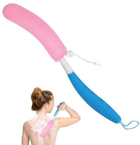 Back Scrubber for Shower with Anti-Slip Long Handle, Body Shower Brush | for Men Women Elderly, Mesh Sponge Bath Brush Body Scrubber for Exfoliating Skin and A Soft Scrub - Can Produce Rich Foam