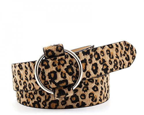 CHANYI Gürtel für Damen Kleid Ring Bucke Gürtel Für Frauen Leopard Snake Zebra Leder Silber Ring Schnalle Gürtel Für Damen Damen Hüftgurte