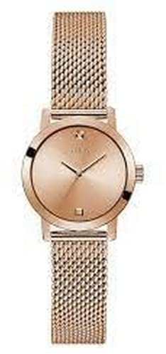 GUESS US Women's Rose Gold-Tone Mesh Diamond Analog Watch
