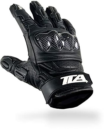 TLA NOX Guanti moto pelle, protezioni nocche, omologati CE, polsino corto, 2XS-5XL uomo, donna. Guanto da moto, scooter, touchscreen, estivi, traspiranti, alta protezione all'impatto (Nero, NeroXXL)