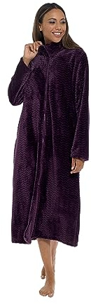 INSIGNIA Ladies Zip Tradional Dressing Gown (Purple Wave Zip Up,16-18)