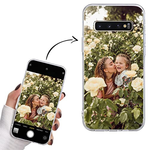 Yoedge Personalisierte Handyhülle für Samsung Galaxy S10 Plus Hülle Selbst Gestalten mit Eigenem Foto Bild Text Personalisiert Case Individuelle Schutzhülle Transparent Cover für Samsung S10 Plus 6,4