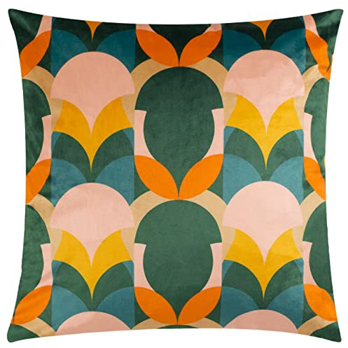 Heya Home Raeya Polyester Filled Cushion,Peach/Pine,45 x 45cm