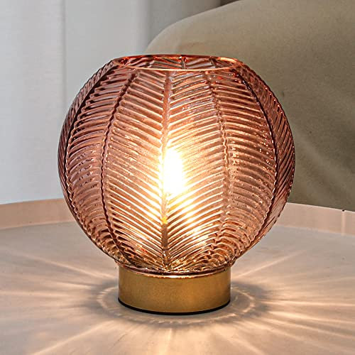 LUSHARBOR Lámpara alimentada por pilas, lámparas de mesa inalámbricas, lámpara que funciona con pilas para mesita de noche, lámparas pequeñas para sala de estar, mesa decorativa, dormitorio, color