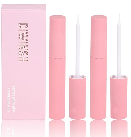 DIWINSH Wimpernkleber, (2 x 8ml) Eyelash Glue, Wimpern Kleber Für Lashes, Transparent Weiß Lashes Glue, Wasserfest, Strong Hold Lash Glue, Quick Drying Time, 2 * 0.28oz