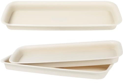 Happyyami 3pcs Plastic Plant Saucer Rectangular Drip Trays for Indoors Outdoor Plants Flower Pot Garden Plant Water Tray for Pots Window Sills Window Shelf White 40X14.3CM