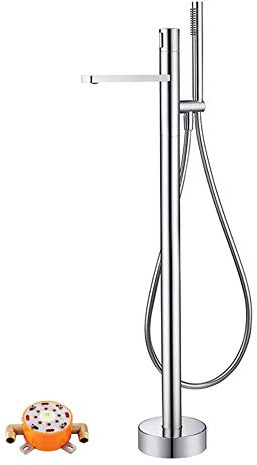 DERBUT Wasserhahn Duschaufsatz für Badewanne Freistehende Wasserfall-Badearmaturen Einzelknopf Badezimmer Freistehende Badewannenarmatur Badewannenarmatur Badewannenfüller Mischbatterie-Chrome-B