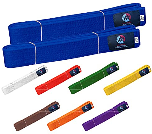 Karate Belt Multiple Colors Martial Arts Taekwondo Sports Belt Judo Karate Belt (260cm, Blue (Pack of 2))