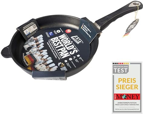 AMT Gastroguss The World´S [.] Bratpfanne Induktion, Ø 24 cm, Höhe 5 cm, Aluguss (Aluminium), Lotan® Antihaftbeschichtung für fettfreies Braten, AMZN-I-524-E