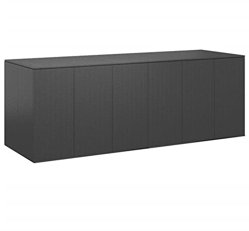 BULANED Garten-Kissenbox, Gartenbox, Auflagenbox, Gartenschrank, Balkonschrank, Aufbewahrungsbox, Gartenkiste, Balkon Schrank, Outdoor Box, PE Rattan 291x100,5x104 cm Schwarz