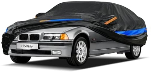 Holthly Funda Coche Exterior Impermeable, Cubre Coche de 10 Capas, Cubierta Coche Protector de Sol y Polvo, Capa para Carro Apto para Audi A4 A5, BMW Serie 3, Mercedes Clase C, VW Passat,etc. 3XL