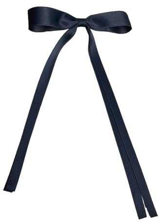 Rockreyoa Lot de 2 pinces à cheveux avec nœuds en satin pour femme - Couleur unie - Longue pince à cheveux en métal - Pour filles et femmes - Bleu marine