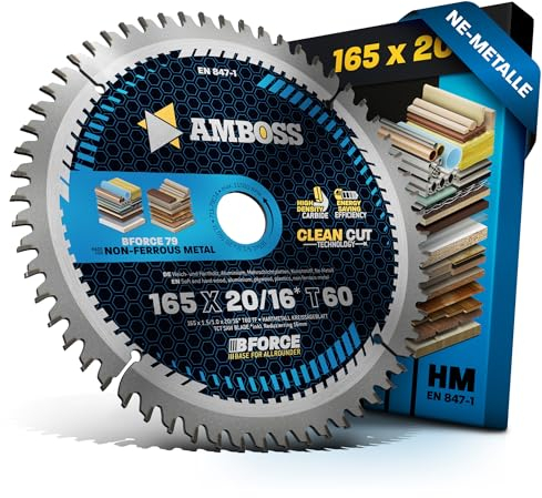 HM Kreissägeblatt 165x20 16 Z60 Trapez-Flachzahn für Aluminium. AMBOSS WERKZEUGE® Sägeblatt 165mm +Reduzierring 16 20mm. 165x20 165x16 komp. zu Bosch GKS 18v-57g. GKT 55 GCE Makita SP6000. DHS630Z