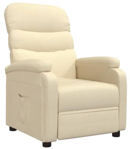 vidaXL Relaxsessel, Sessel mit manueller Liegefunktion, Relaxstuhl mit dick gepolsterter Sitzfläche, Fernsehsessel Liegesessel Ruhesessel, Creme Stoff