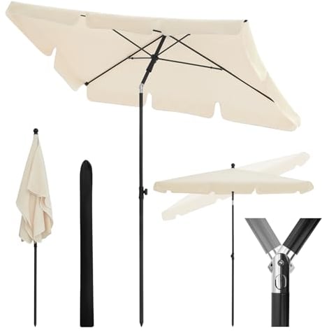 WOLTU Sombrilla Jardín, Parasol Terraza Inclinable, Sombrillas Terraza 2x1,2 m, Sombrilla Playa Jardin Piscina Balcon, Parasol Grande para Exterior, Tela 160 g/m², Proteccion Contra UV, Beige