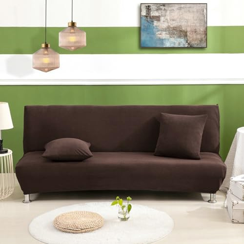 Bishilin Couchbezug Stretch 3 Sitzer, Sofabezug Ecksofa ohne Armlehnen Modern Einfarbig 195-225CM Überwurf Sofa Polyester Dunkelbraun